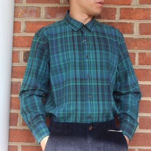 Ike Behar sea moss plaid button down dress shirt